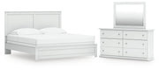 Bostwick Shoals White King Panel Bed, Dresser and Mirror - B139B67