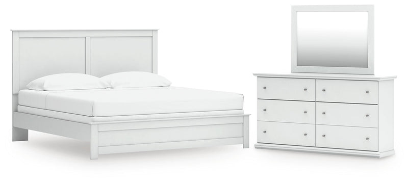 Bostwick Shoals White King Panel Bed, Dresser and Mirror - B139B67