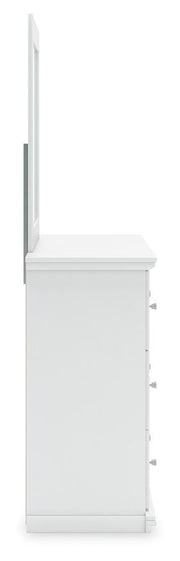 Bostwick Shoals White King Panel Bed, Dresser, Mirror and 2 Nightstands - B139B52