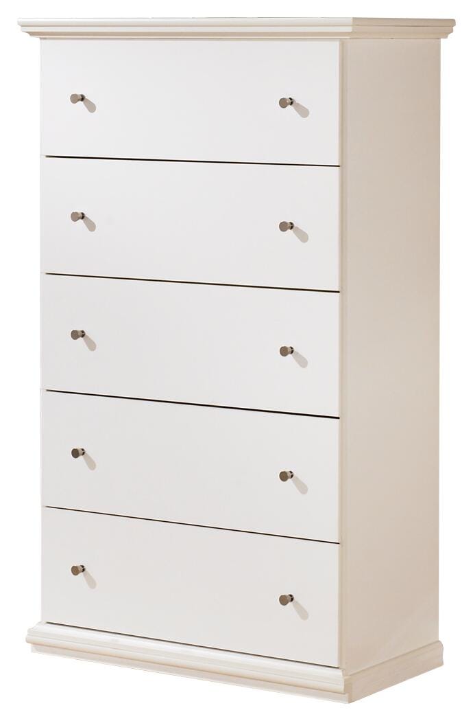 Bostwick Shoals White King Panel Bed, Dresser, Mirror and Chest - B139B54