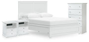 Bostwick Shoals White Queen Panel Bed, Chest and 2 Nightstands - B139B59