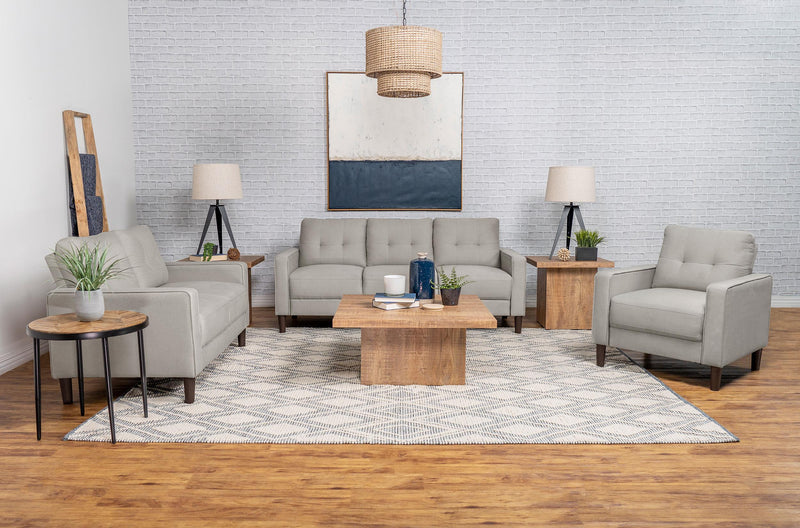 Bowen 3-piece Upholstered Track Arm Tufted Sofa Set Beige - 506785-S3