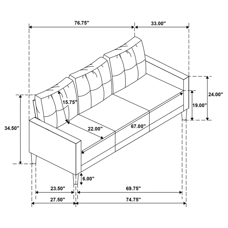 Bowen II Fabric Upholstered Track Arm Sofa Rust - 509971