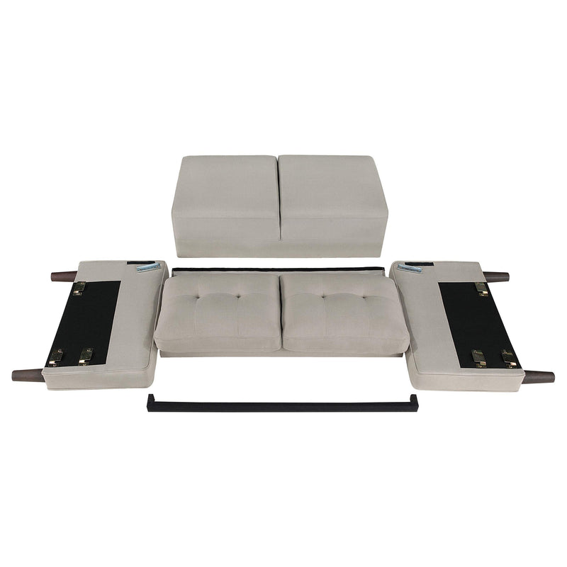 Bowen Upholstered Track Arm Tufted Loveseat Beige - 506786
