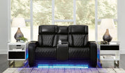 Boyington Black Power Reclining Loveseat with Console - U2710618