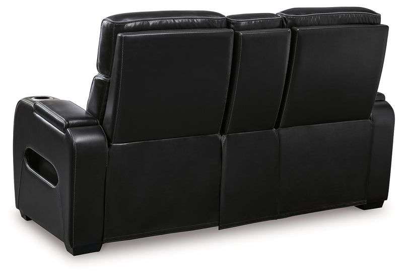 Boyington Black Power Reclining Loveseat with Console - U2710618