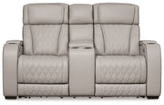 Boyington Gray Power Reclining Loveseat with Console - DMV FurniturePower Reclining Loveseat