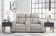 Boyington Gray Power Reclining Loveseat with Console - DMV FurniturePower Reclining Loveseat
