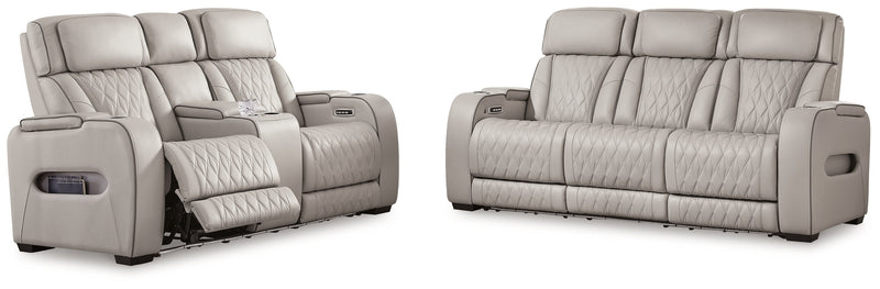 Boyington Sofa, Loveseat Recliner in Gray - DMV FurniturePower Reclining Living Room Set