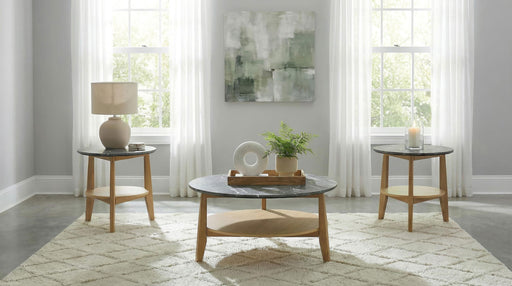 Bradley 3-Piece Round SmartTop Coffee Table Set Grey and Natural - 706448-S3