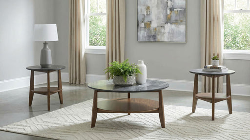 Bradley 3-Piece Round SmartTop Coffee Table Set Smokey Grey and Brown - 706458-S3