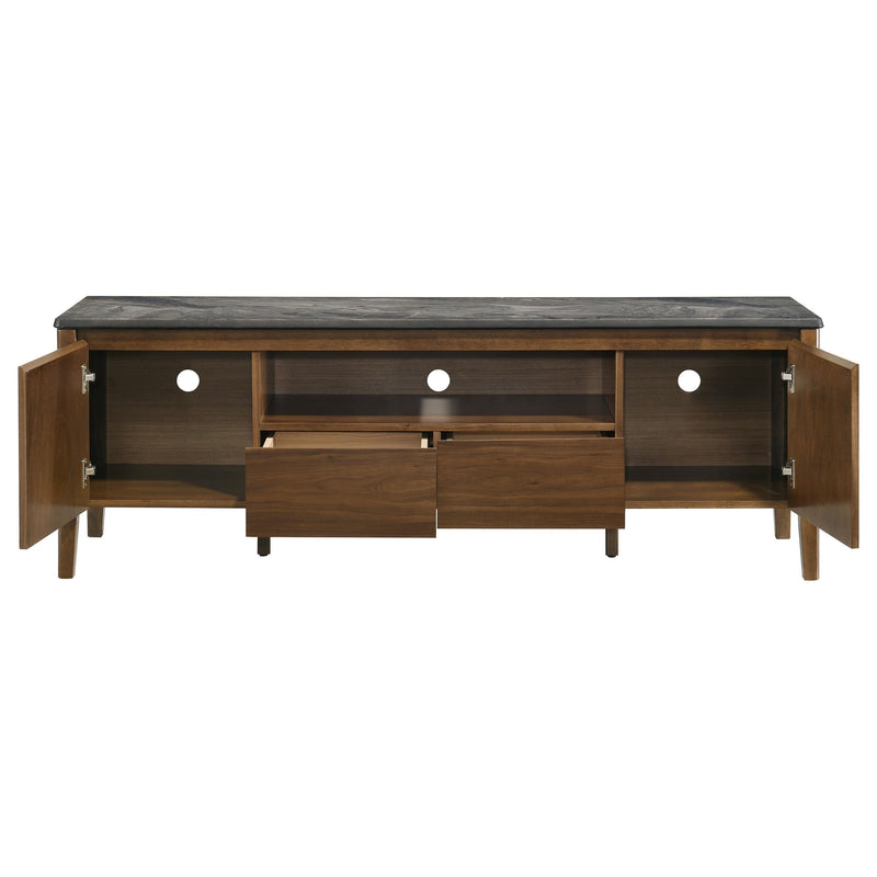 Bradley 63-inch 2-Door SmartTop TV Stand Smokey Grey and Brown - 706452