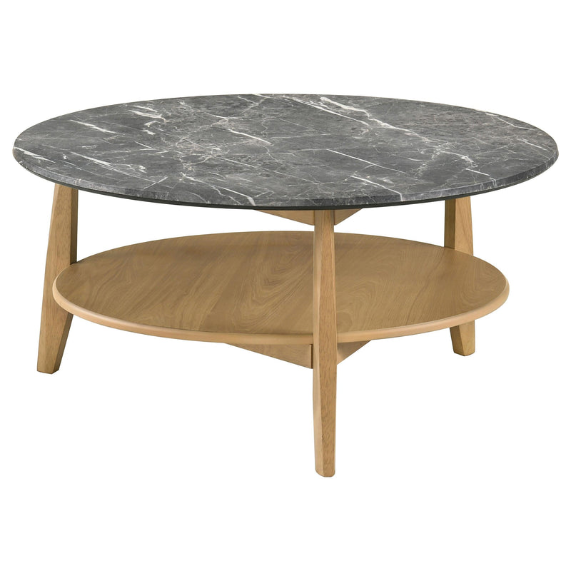 Bradley Round SmartTop Cocktail Coffee Table Grey and Natural - 706448