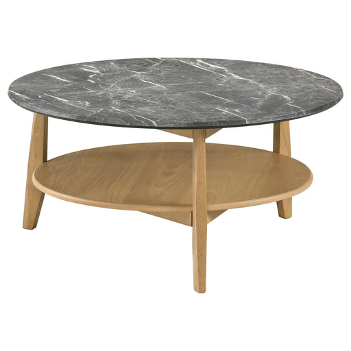 Bradley Round SmartTop Cocktail Coffee Table Grey and Natural - 706448