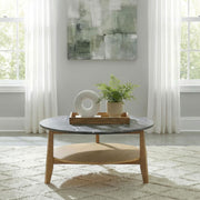 Bradley Round SmartTop Cocktail Coffee Table Grey and Natural - 706448