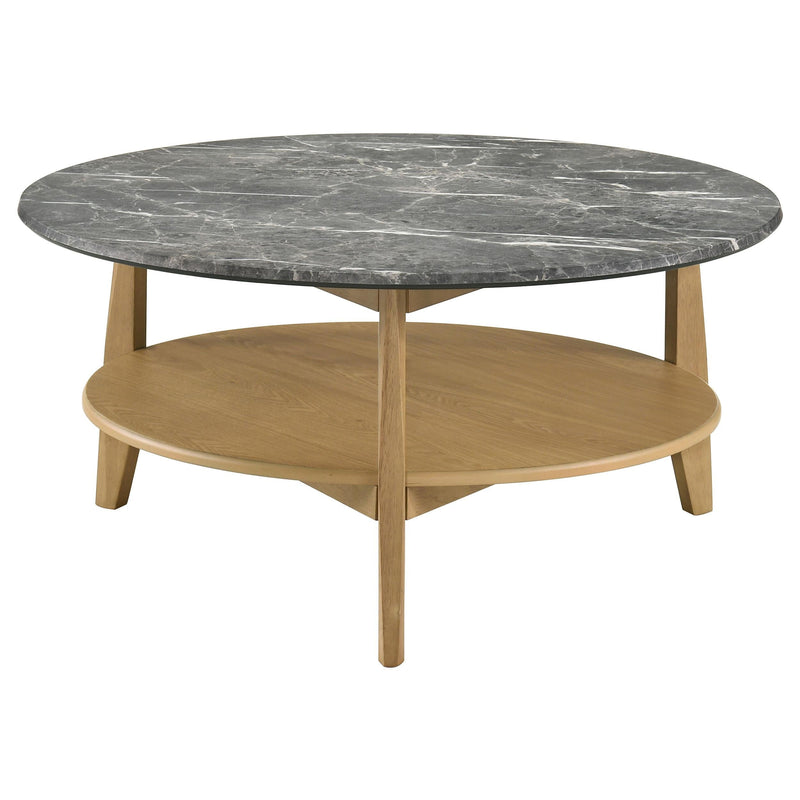 Bradley Round SmartTop Cocktail Coffee Table Grey and Natural - 706448