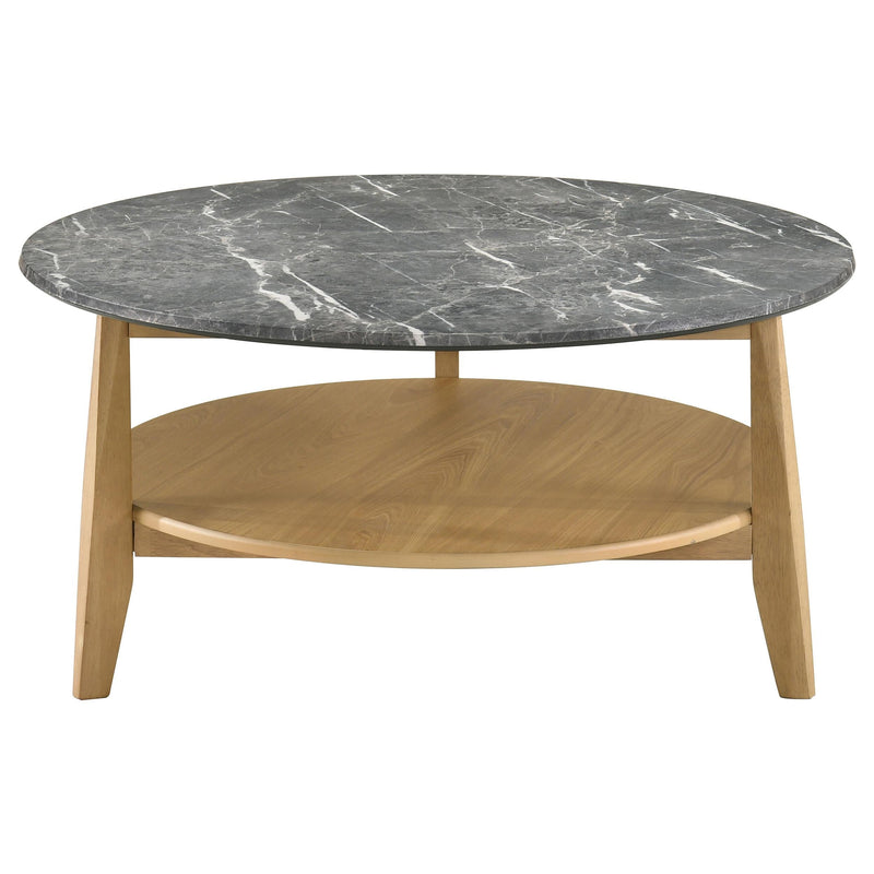 Bradley Round SmartTop Cocktail Coffee Table Grey and Natural - 706448