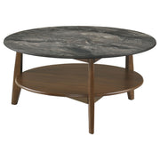 Bradley Round SmartTop Cocktail Coffee Table Smokey Grey and Brown - 706458