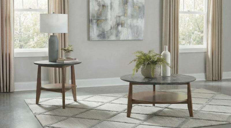 Bradley Round SmartTop Cocktail Coffee Table Smokey Grey and Brown - 706458