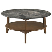 Bradley Round SmartTop Cocktail Coffee Table Smokey Grey and Brown - 706458