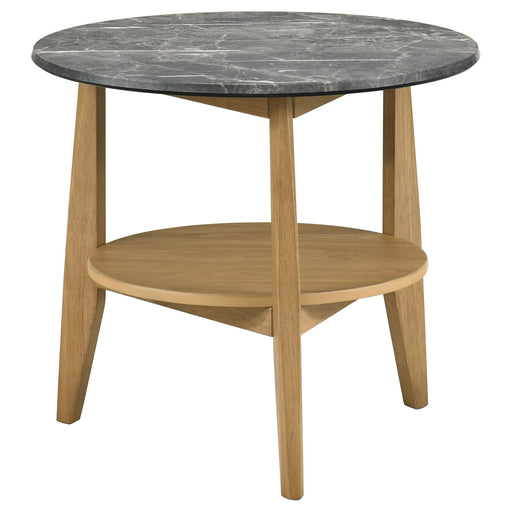 Bradley Round SmartTop End Side Table Grey and Natural - 706447