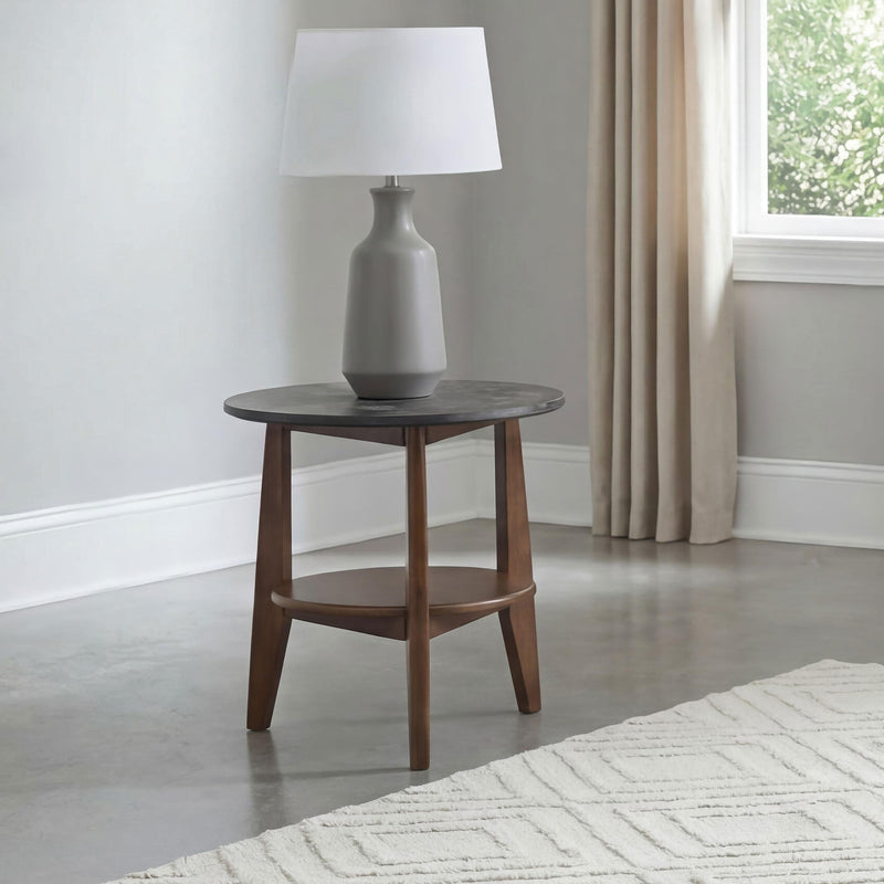 Bradley Round SmartTop End Side Table Smokey Grey and Dark Brown - 706457