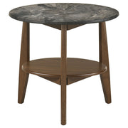 Bradley Round SmartTop End Side Table Smokey Grey and Dark Brown - 706457