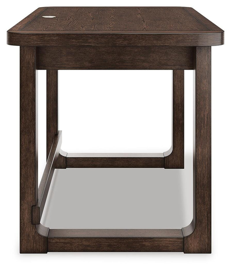 Breckington Home Office Desk with Chair and Storage in Dark Brown - PKG022067