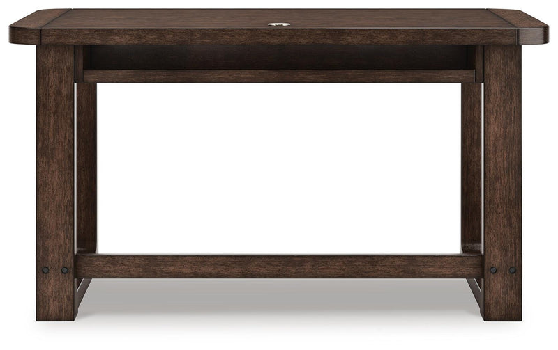 Breckington Home Office Desk with Chair and Storage in Dark Brown - PKG022067