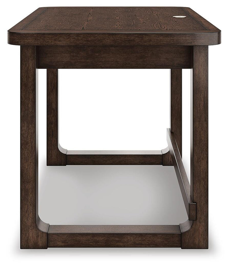 Breckington Home Office Desk with Chair and Storage in Dark Brown - PKG022067