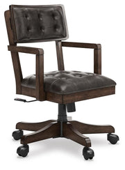 Breckington Home Office Desk with Chair and Storage in Dark Brown - PKG022067