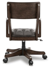 Breckington Home Office Desk with Chair and Storage in Dark Brown - PKG022067