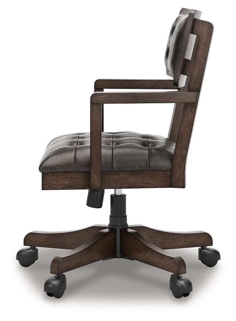 Breckington Home Office Desk with Chair and Storage in Dark Brown - PKG022067