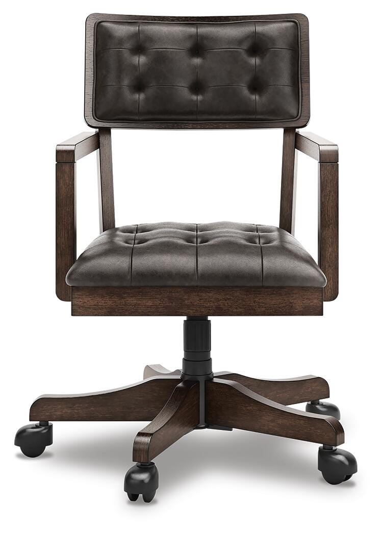 Breckington Home Office Desk with Chair in Dark Brown - PKG022066
