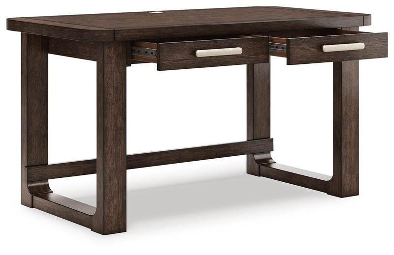 Breckington Home Office Desk with Chair in Dark Brown - PKG022066