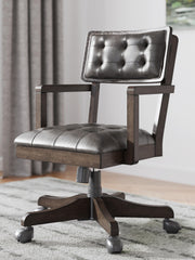 Breckington Home Office Desk with Chair in Dark Brown - PKG022066