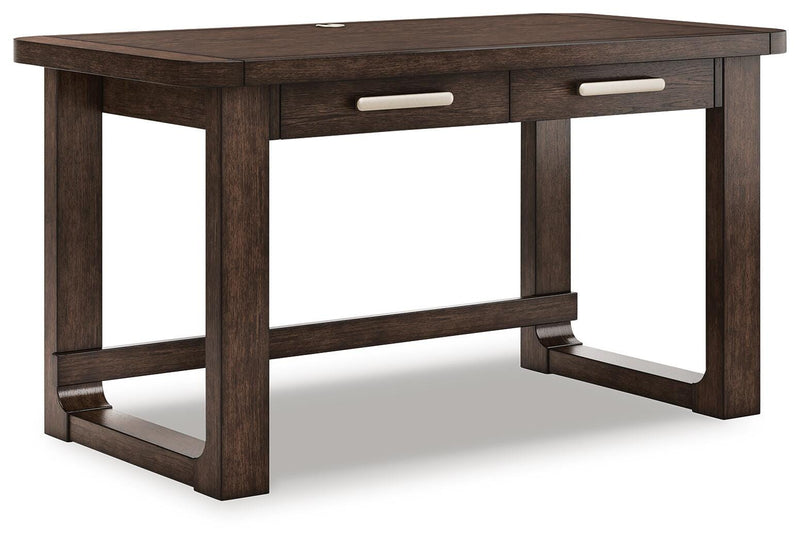 Breckington Home Office Desk with Chair in Dark Brown - PKG022066