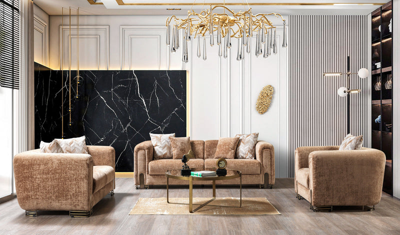 Brenda Coffee Boucle Living Room Set