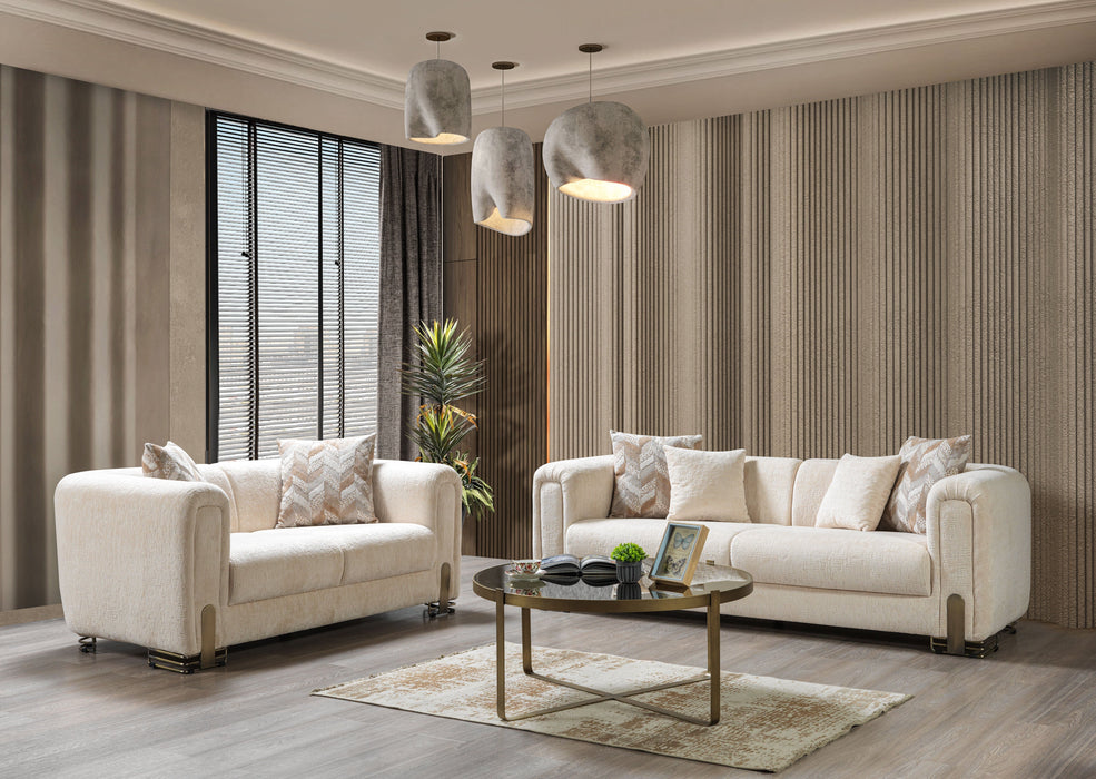 Brenda Ivory Boucle Living Room Set