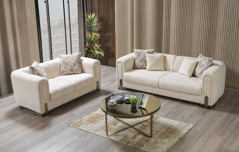 Brenda Ivory Boucle Living Room Set