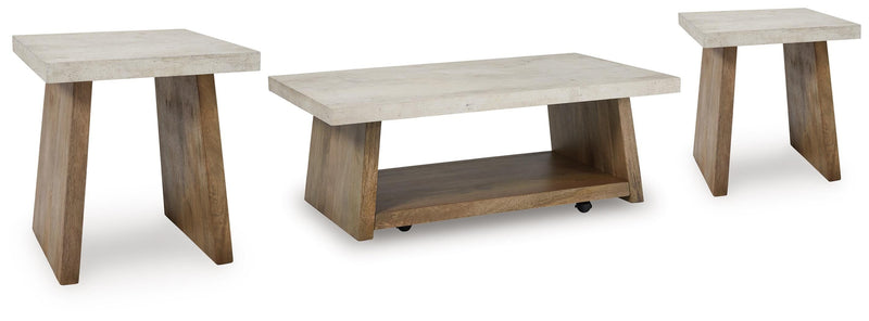 Brendalhouse Coffee Table with 2 End Tables in Light Brown - PKG022051