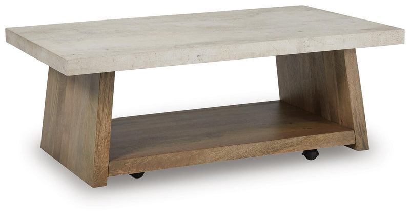 Brendalhouse Coffee Table with 2 End Tables in Light Brown - PKG022051
