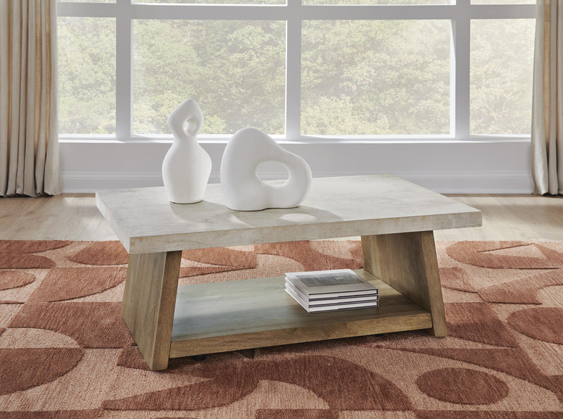 Brendalhouse Coffee Table with 2 End Tables in Light Brown - PKG022051