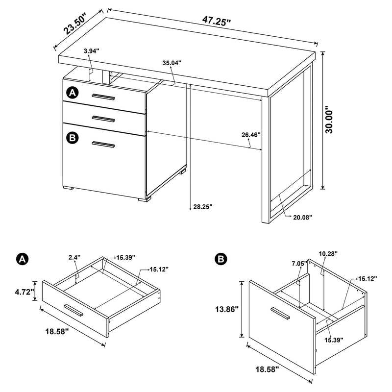Brennan 47-inch 3-drawer Office Computer Desk Cappuccino - 800519
