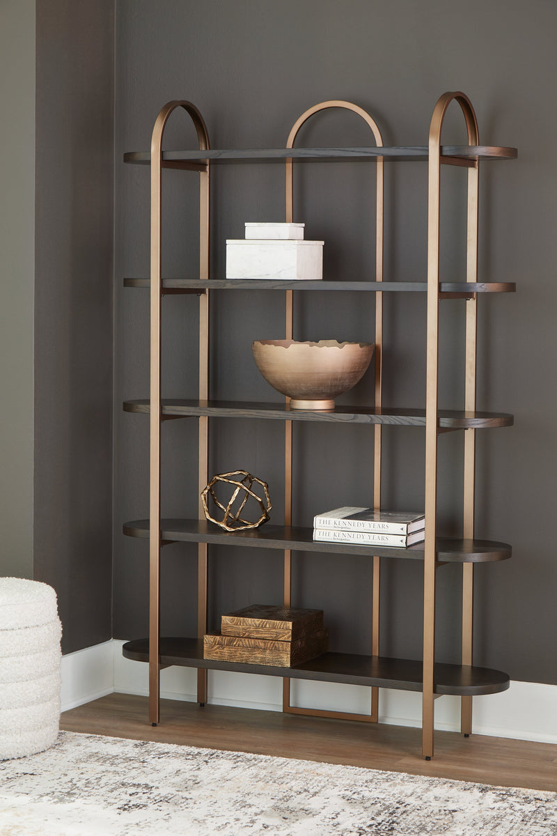 Brentmour Brown/Gold Finish Bookcase - A4000589
