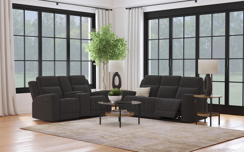 Brentwood 2-piece Upholstered Reclining Sofa Set Charcoal - 610284-S2