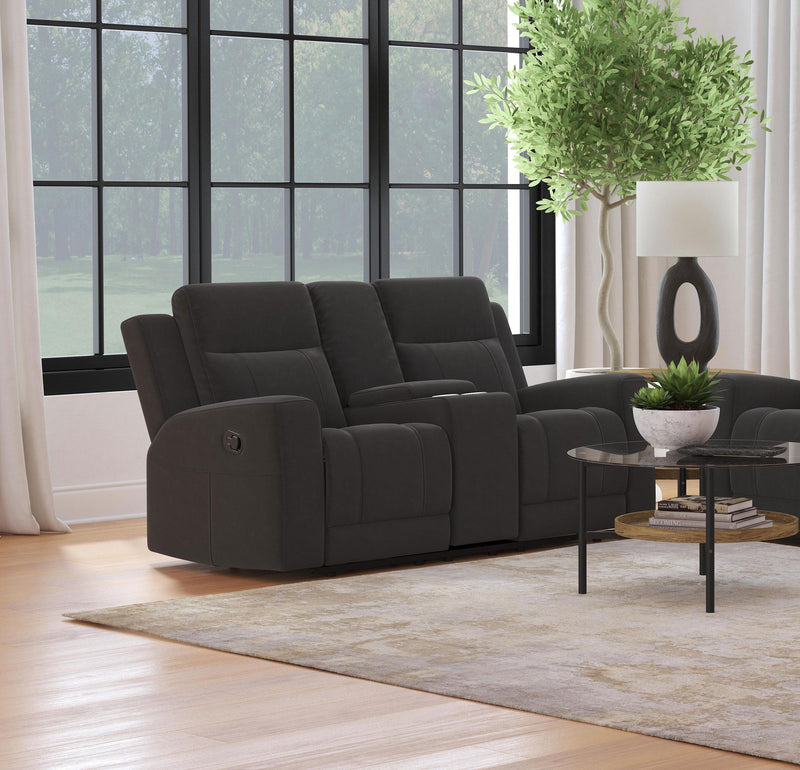 Brentwood Upholstered Reclining Loveseat Dark Charcoal - 610285