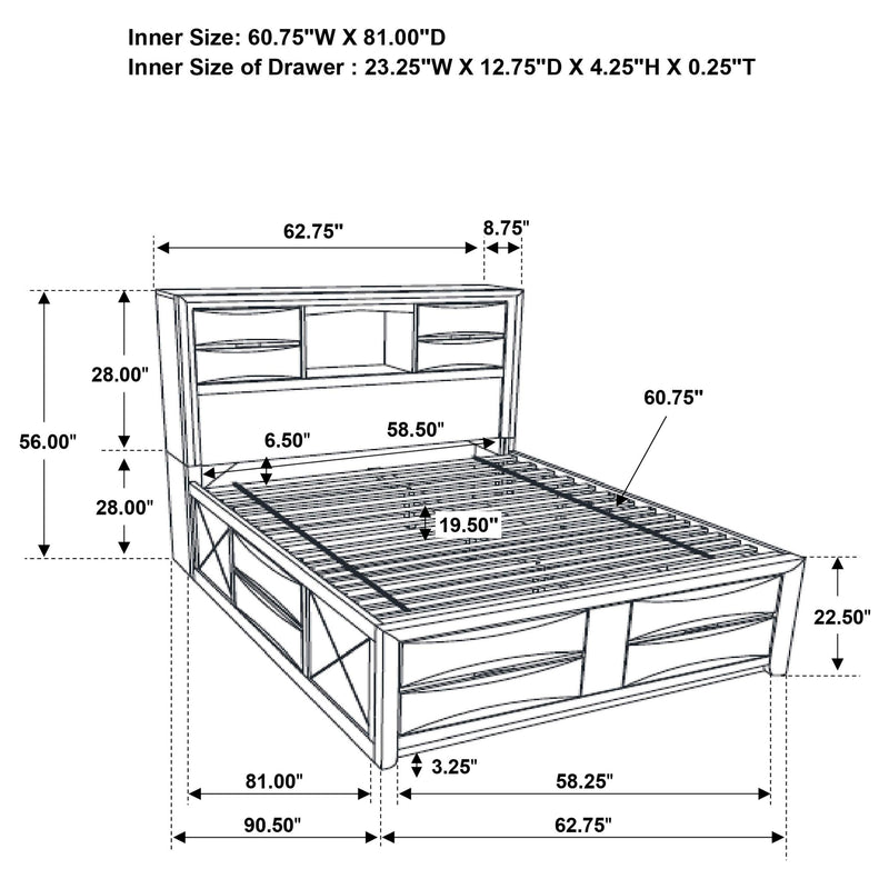 Briana Wood Queen Storage Bookcase Bed Black - 202701Q