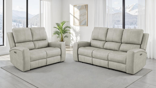 Brickston 2-piece Triple Power Reclining Sofa Set Grey - 603434PPP-S2