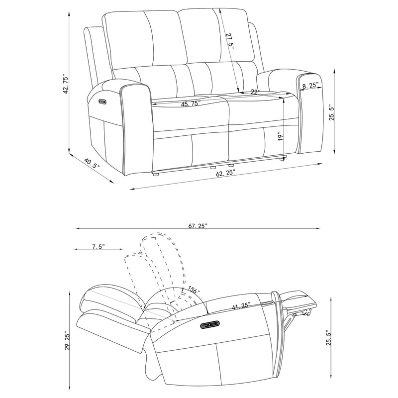 Brickston Triple Power Reclining Loveseat Charcoal - 603432PPP
